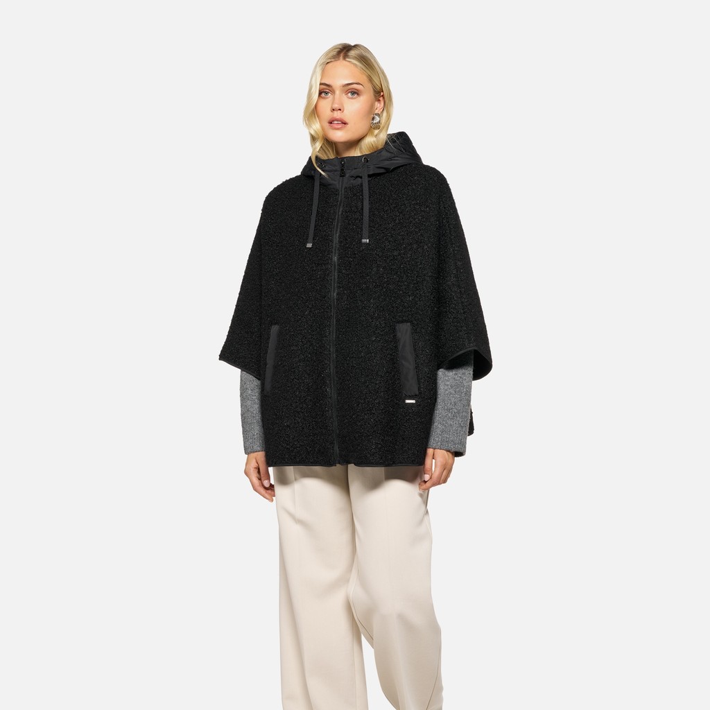 Felpa con cappuccio SWEATER DONNA Nero/Nero - image number 1 | GEOX