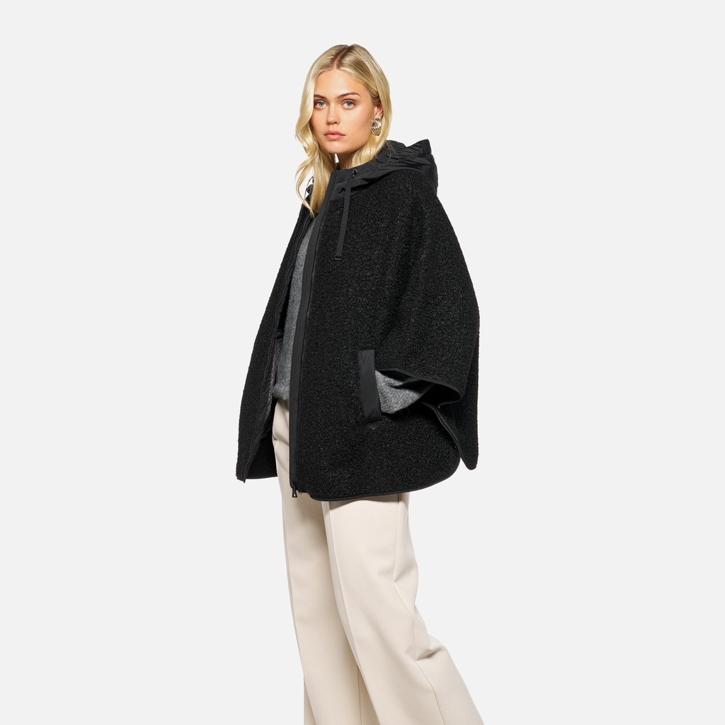 Felpa con cappuccio SWEATER DONNA Nero/Nero - image number 0 | GEOX
