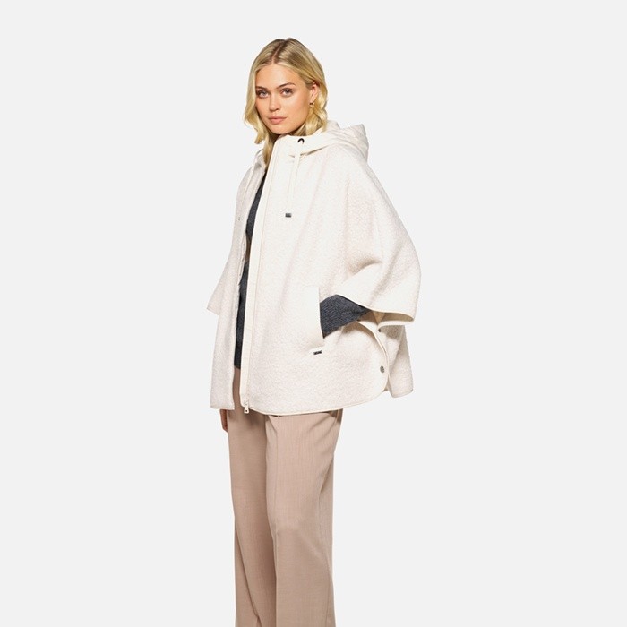 Felpa con cappuccio SWEATER DONNA Bianco latte/Bianco latte | GEOX