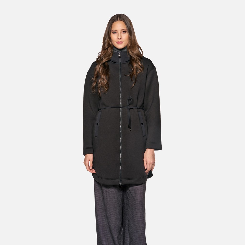 Giacca in felpa SWEATER DONNA Nero/Nero - image number 1 | GEOX