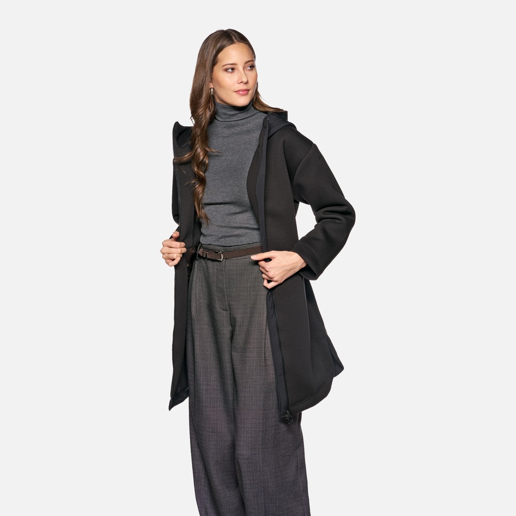 Giacca in felpa SWEATER DONNA Nero/Nero - image number 0 | GEOX