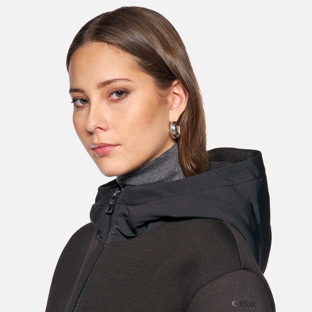 Giacca in felpa SWEATER DONNA Nero/Nero - image number 3 | GEOX