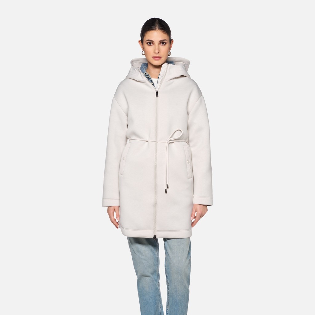 Fleecejacke SWEATER DAME Off-White/Off-White - image number 1 | GEOX