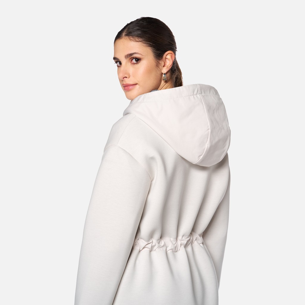 Fleecejacke SWEATER DAME Off-White/Off-White - image number 3 | GEOX