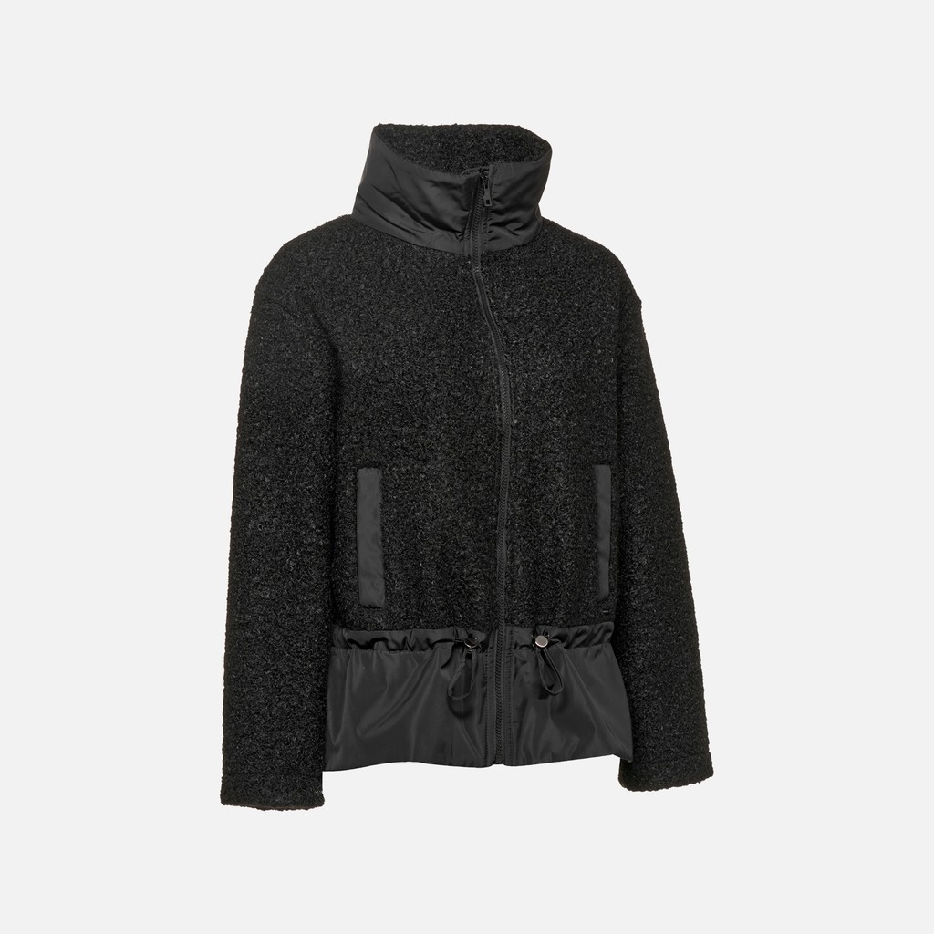 Sweat-shirt &agrave; capuche SWEATER FEMME Noir/Noir - image number 6 | GEOX