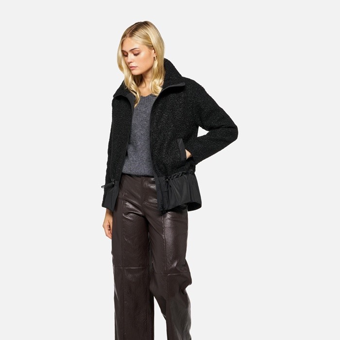 Sweat-shirt &agrave; capuche SWEATER FEMME Noir/Noir | GEOX