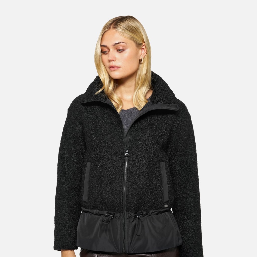 Sweat-shirt &agrave; capuche SWEATER FEMME Noir/Noir - image number 3 | GEOX