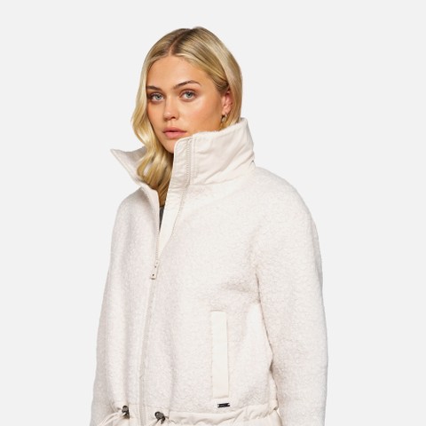 Hoodie SWEATER WOMAN Moonbeam/Moonbeam - image number 3 | GEOX