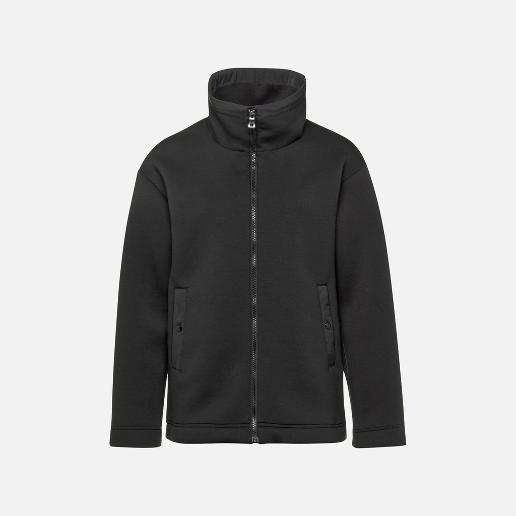 Hoodie SWEATER WOMAN Black/Black - image number 4 | GEOX