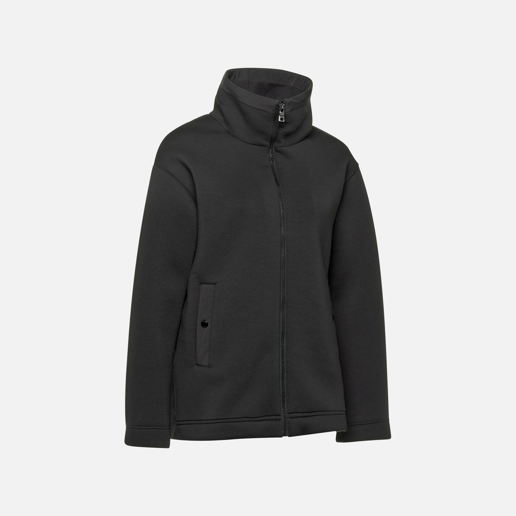 Hoodie SWEATER WOMAN Black/Black - image number 5 | GEOX