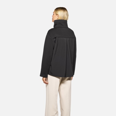 Hoodie SWEATER WOMAN Black/Black - image number 2 | GEOX