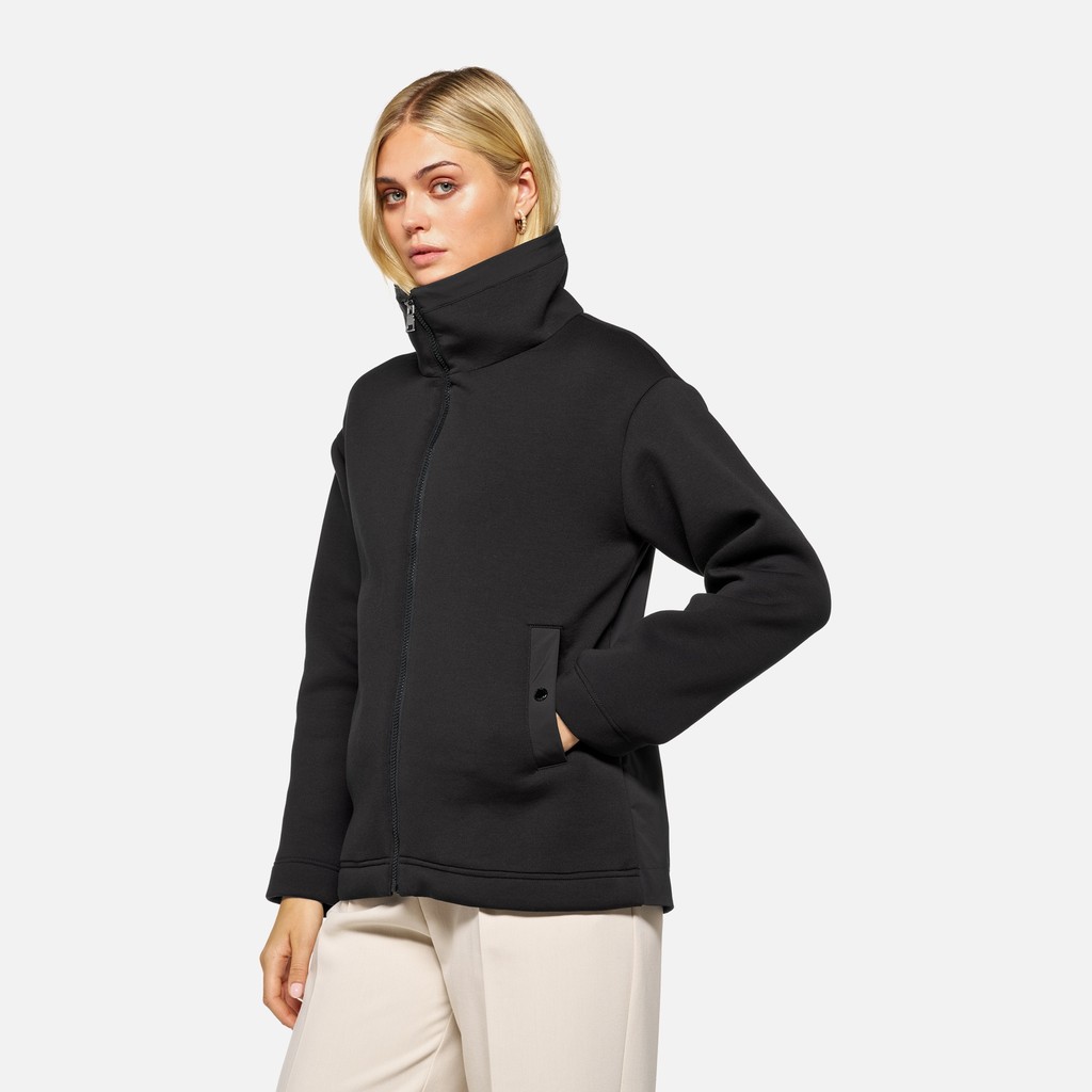 Hoodie SWEATER WOMAN Black/Black - image number 3 | GEOX