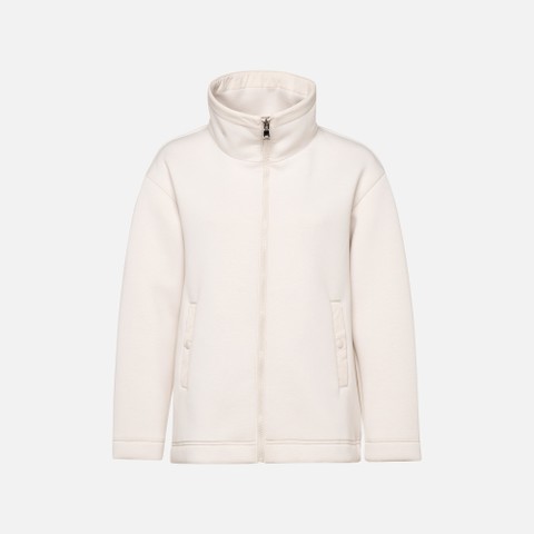 Hoodie SWEATER WOMAN Moonbeam/Moonbeam - image number 4 | GEOX