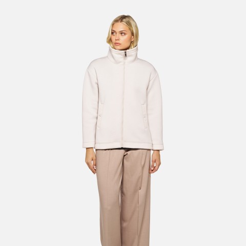 Hoodie SWEATER WOMAN Moonbeam/Moonbeam - image number 1 | GEOX