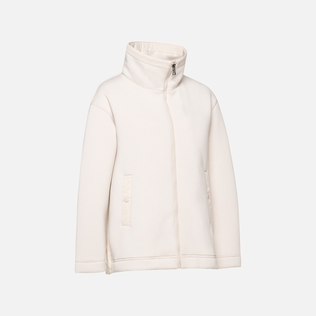Hoodie SWEATER WOMAN Moonbeam/Moonbeam - image number 5 | GEOX