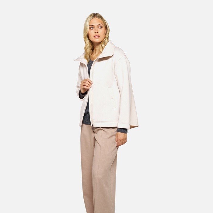 Felpa con cappuccio SWEATER DONNA Bianco latte/Bianco latte | GEOX