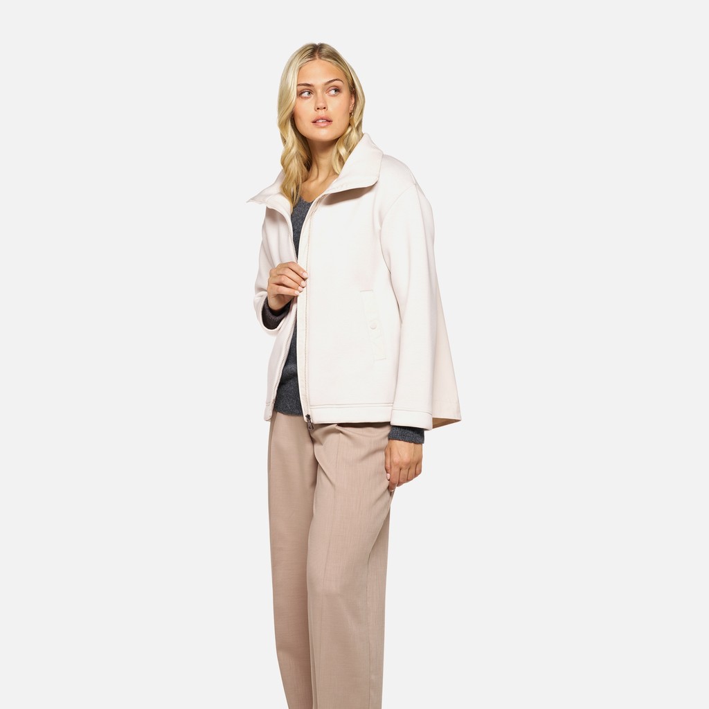 Hoodie SWEATER WOMAN Moonbeam/Moonbeam - image number 0 | GEOX