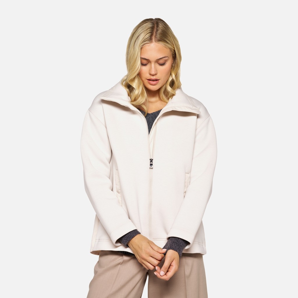 Hoodie SWEATER WOMAN Moonbeam/Moonbeam - image number 3 | GEOX